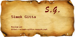 Simek Gitta névjegykártya